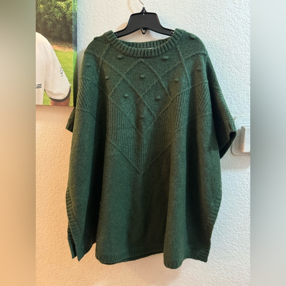 LOFT Forest Green Poncho Sweater